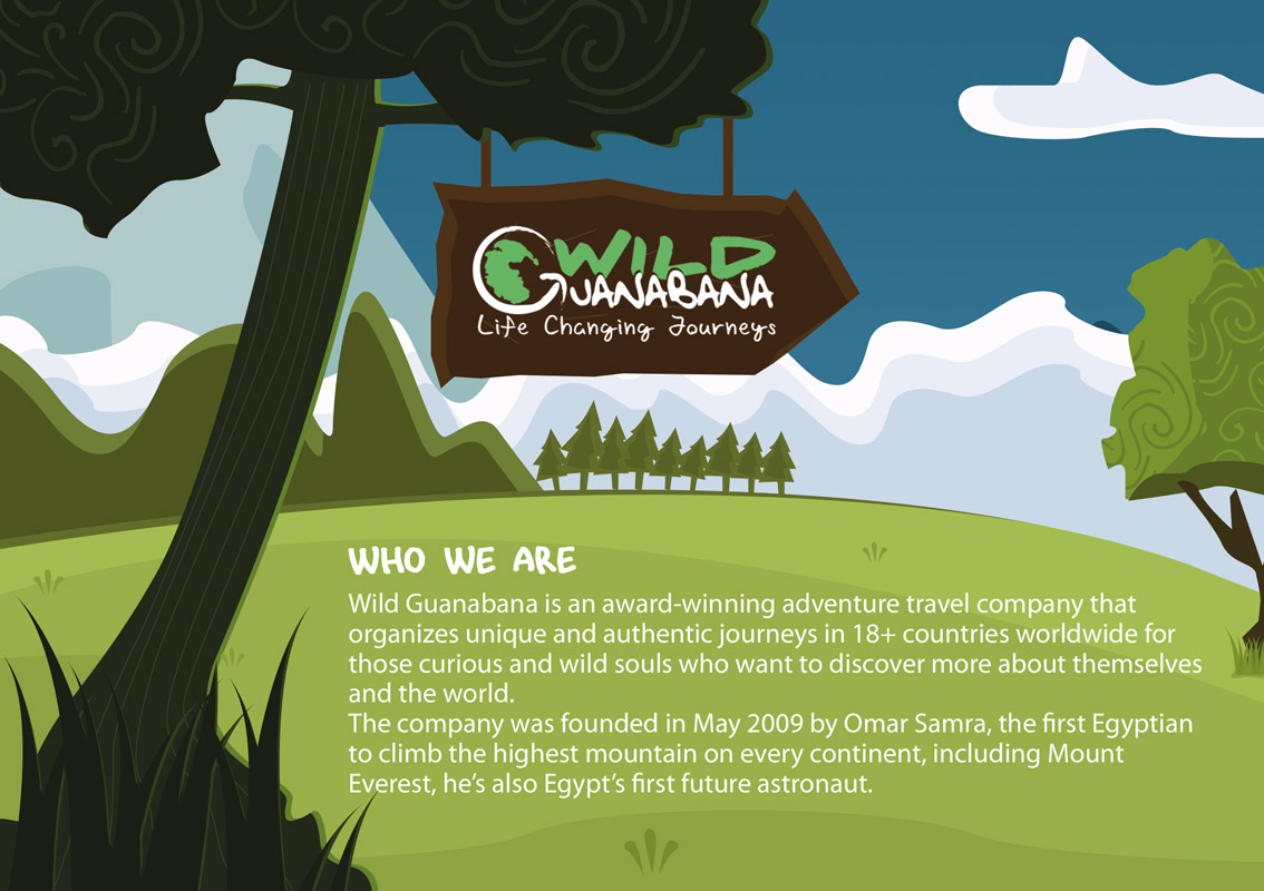 wild guanabana brochure, landscape illustration, travel adventure